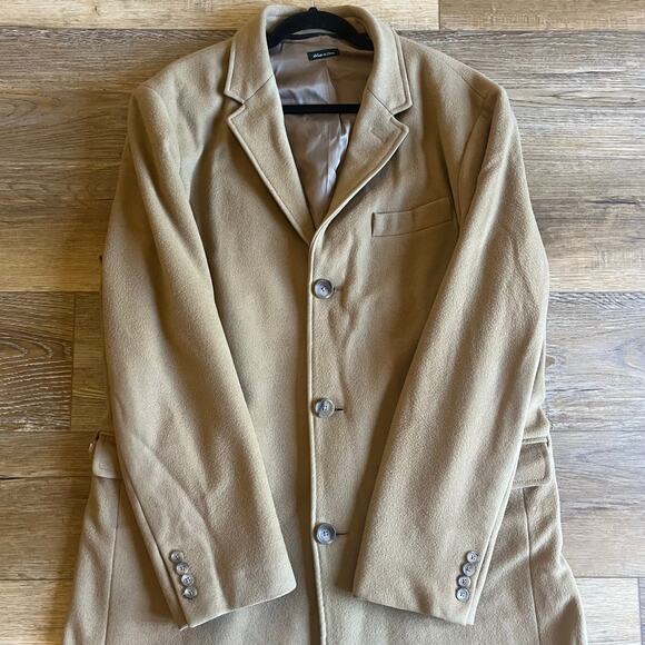 J. Crew Wool Cashmere Westbourne Topcoat Mens L Tan Brown Long Classic Luxury - Picture 4 of 10